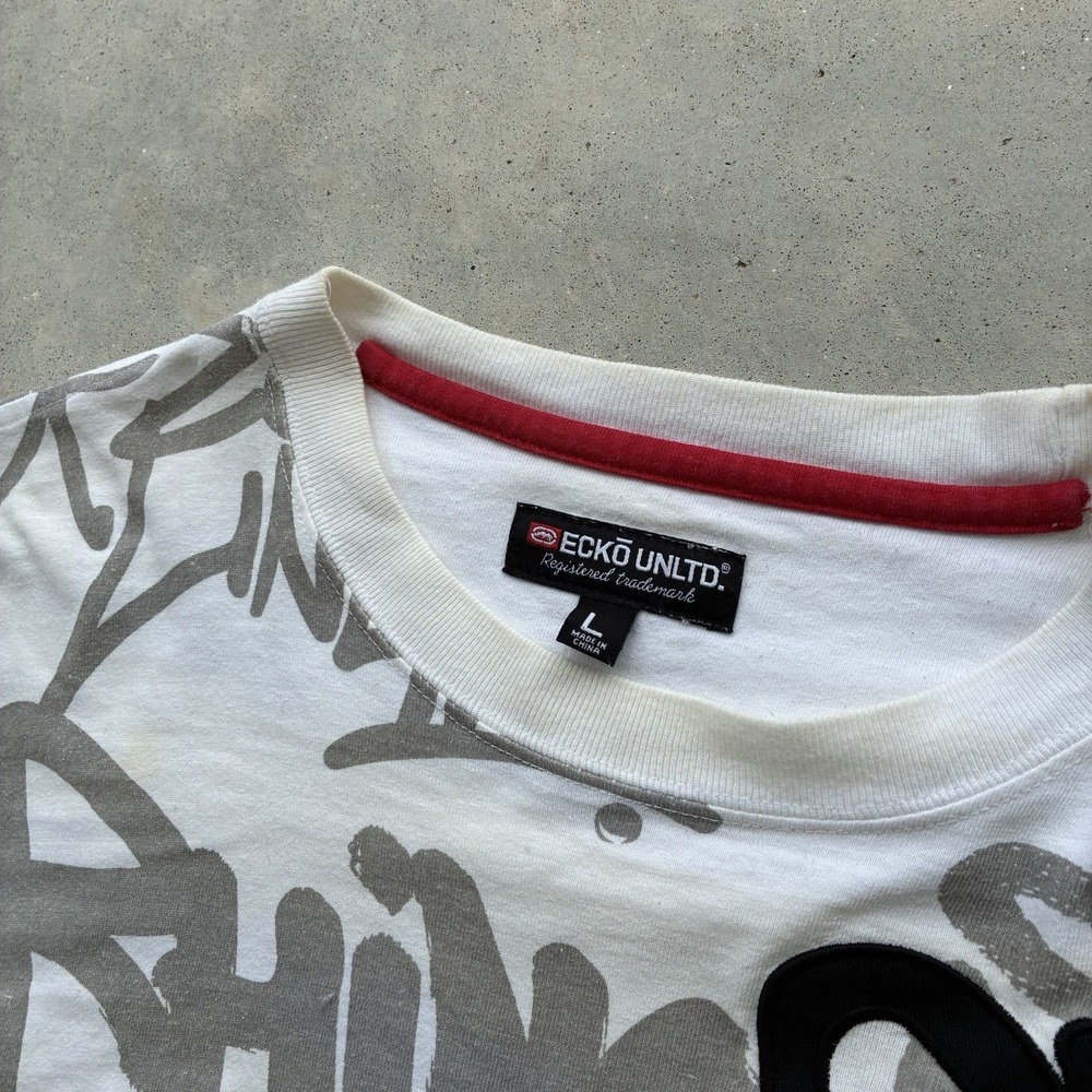 Y2K Vintage Ecko Unltd. T-Shirt White Graffiti Graphic Print Logo Skater Pinkman - Picture 3 of 7
